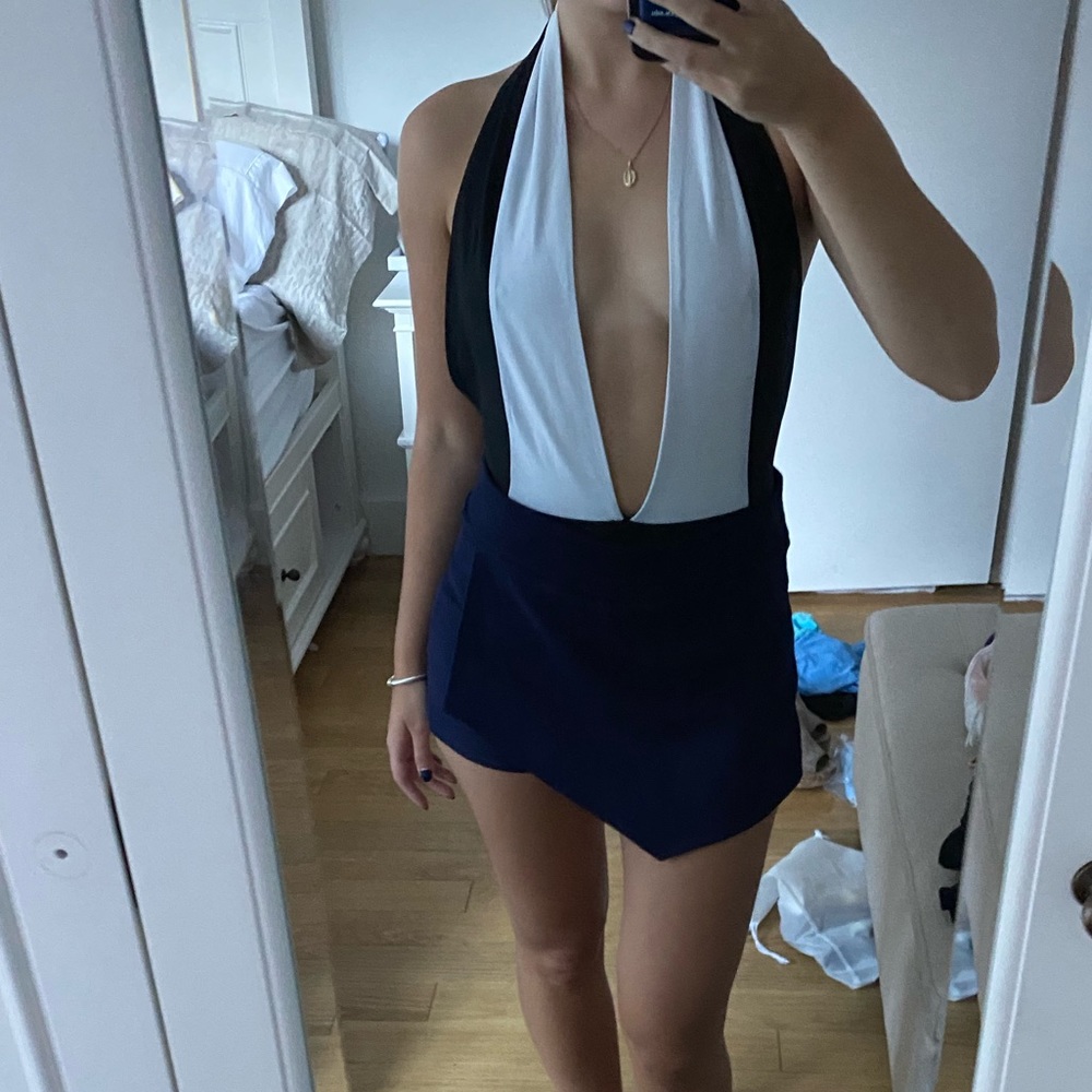 Tobi Black white colorblock bodysuit